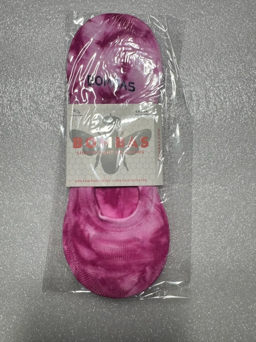 Bombas Unisex Women's Lightweight Tie Dye No Show Socks Size Large 4-Pack